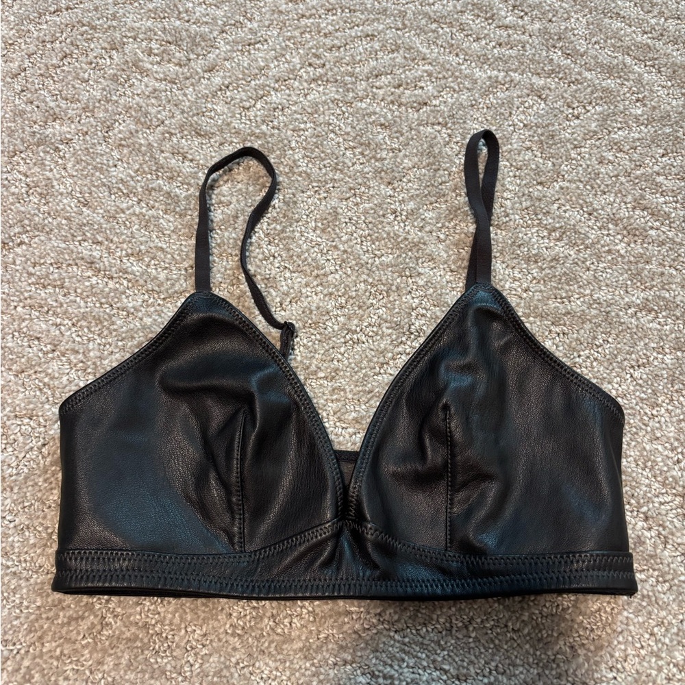 Colsie Black Faux Leather Bralette